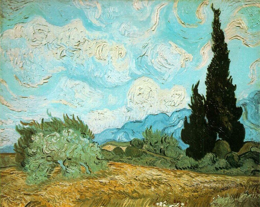Wheat Field with Cypresses Vincent van Gogh Oil Paintings